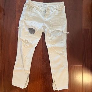 White One Teaspoon Jeans ( Style: Trashed Free Birds)